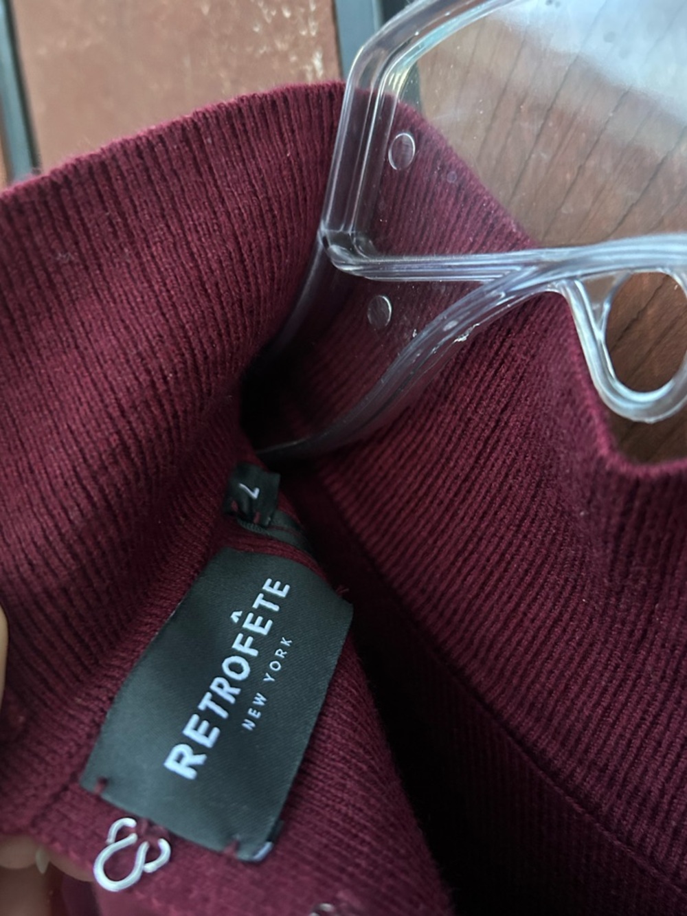 Retrofete Rue Crystal Trimmed Cashmere Blend Mini Dress Port Size large NWT - Picture 6 of 7